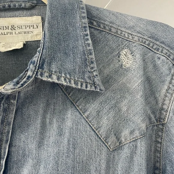 Ralph Lauren Denim & Supply Blue Denim Shirt with Pearl Snaps - Picture 5 of 8